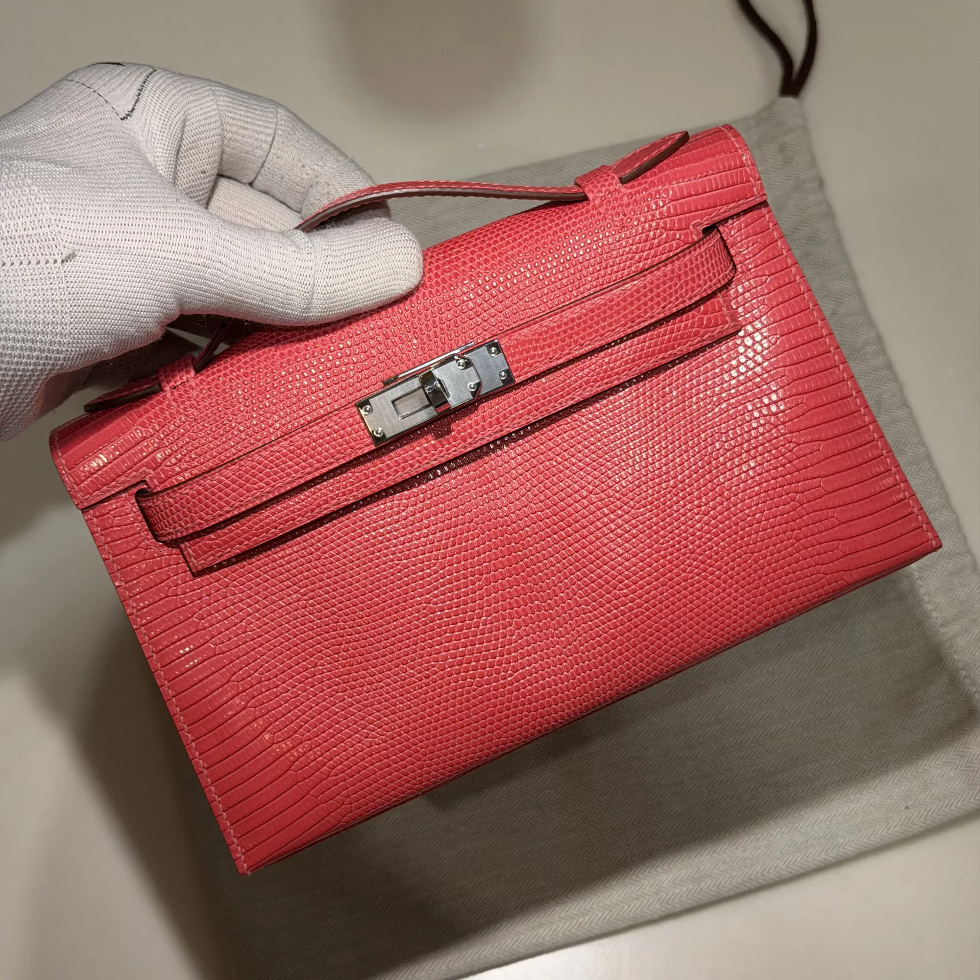 Hermes Kelly Pochette 22 Lizard Leather PHW миниатюра 7