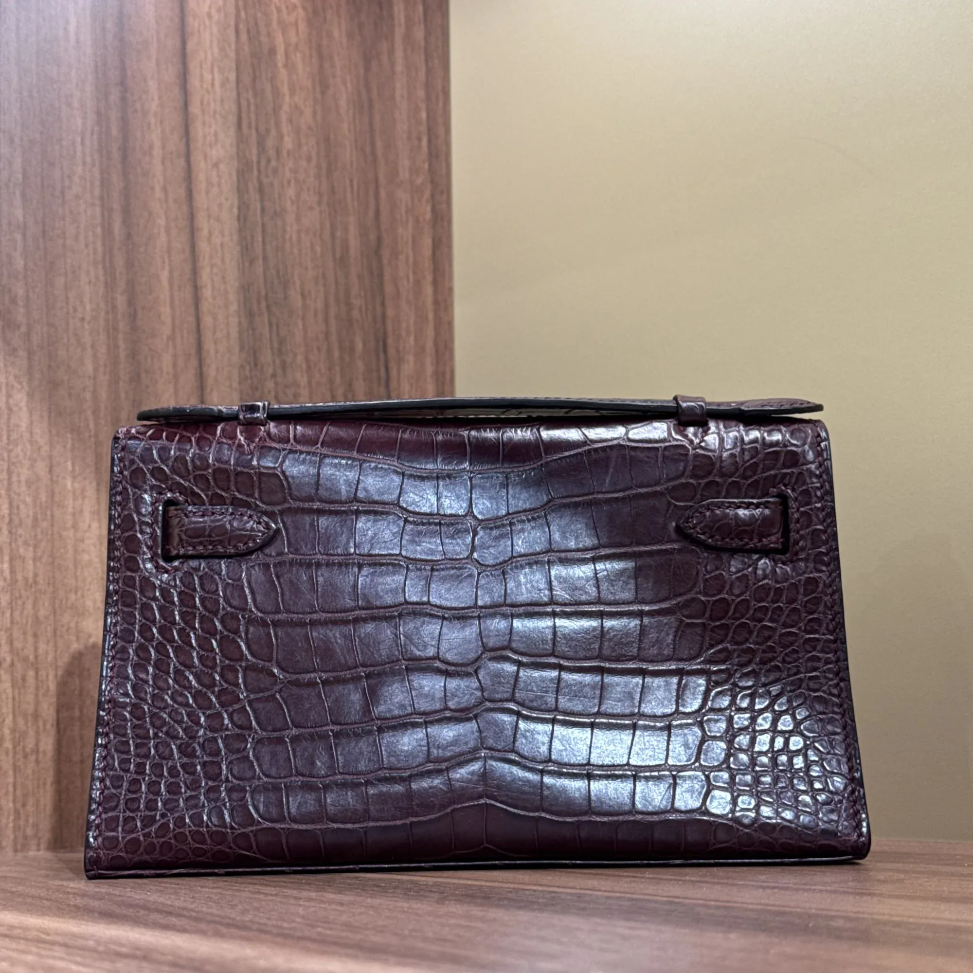 Hermes Kelly Pochette 22 Porosus Crocodile Leather PHW миниатюра 2