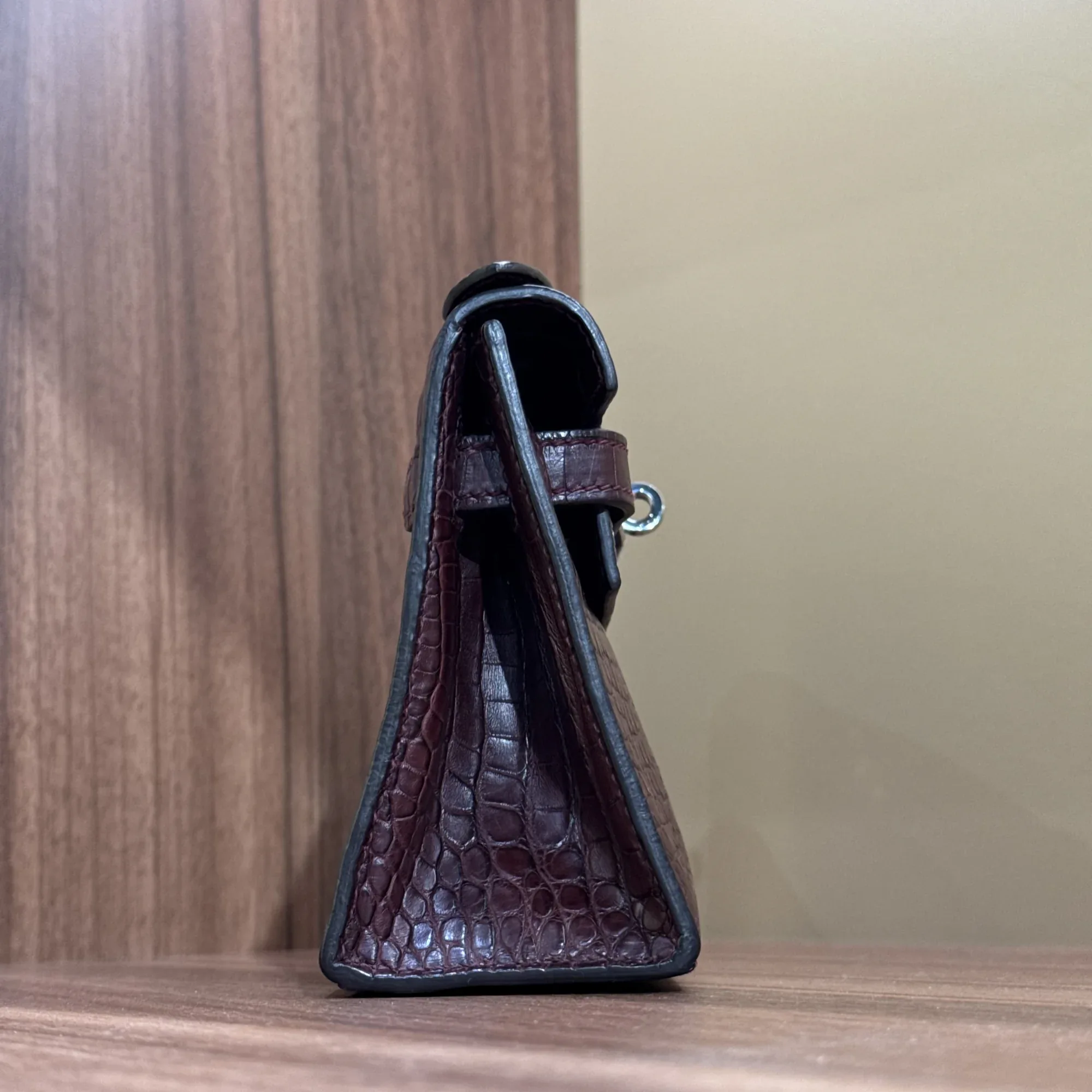 Hermes Kelly Pochette 22 Porosus Crocodile Leather PHW миниатюра 3