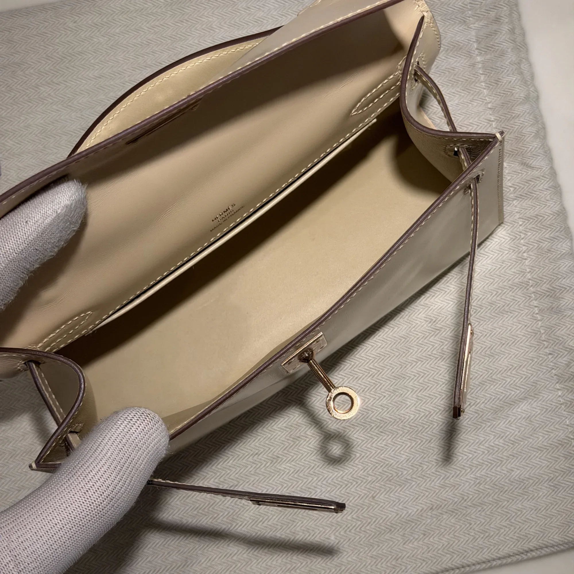 Hermes Kelly Pochette 22 Rose Gold Chèvre Leather GHW миниатюра 4