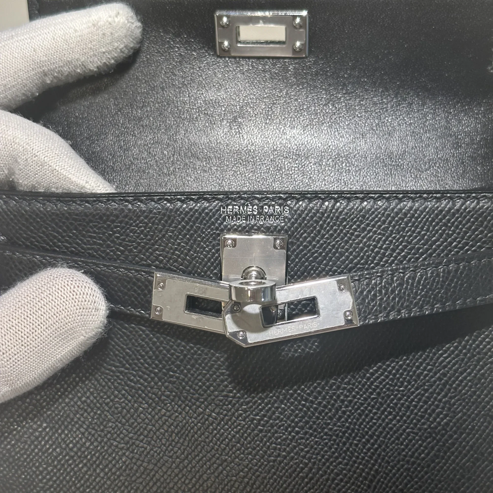 Hermes Mini Kelly 19 cm Epsom Leather Black Silver миниатюра 3