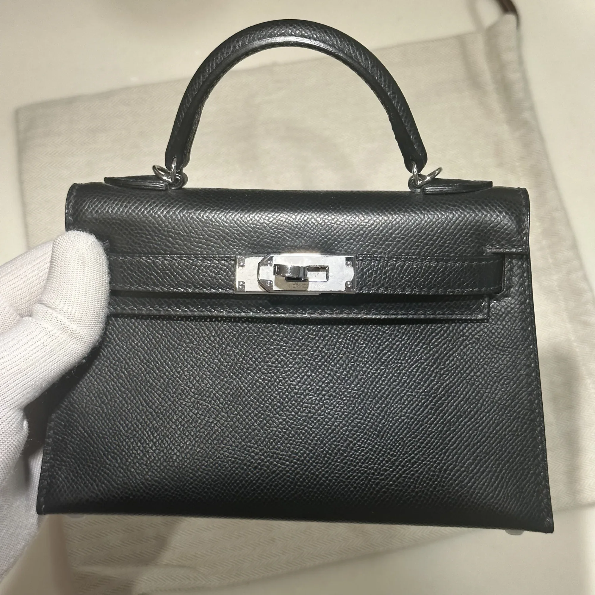 Hermes Mini Kelly 19 cm Epsom Leather Black Silver миниатюра 7