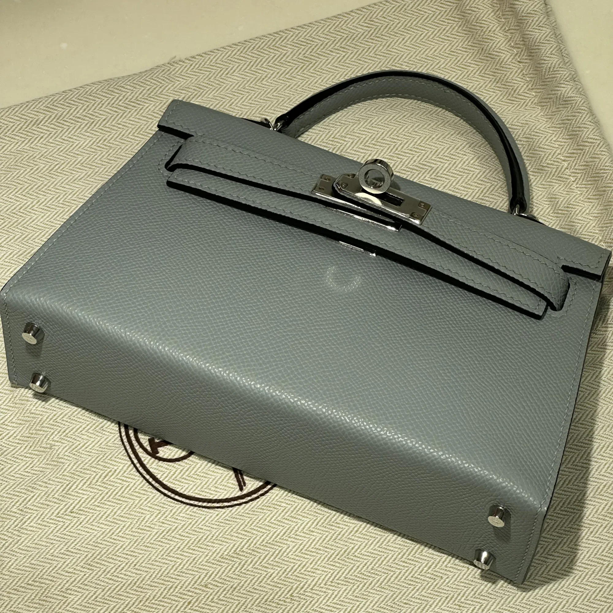 Hermes Mini Kelly 19 cm Epsom Leather Gris Misty Silver миниатюра 7