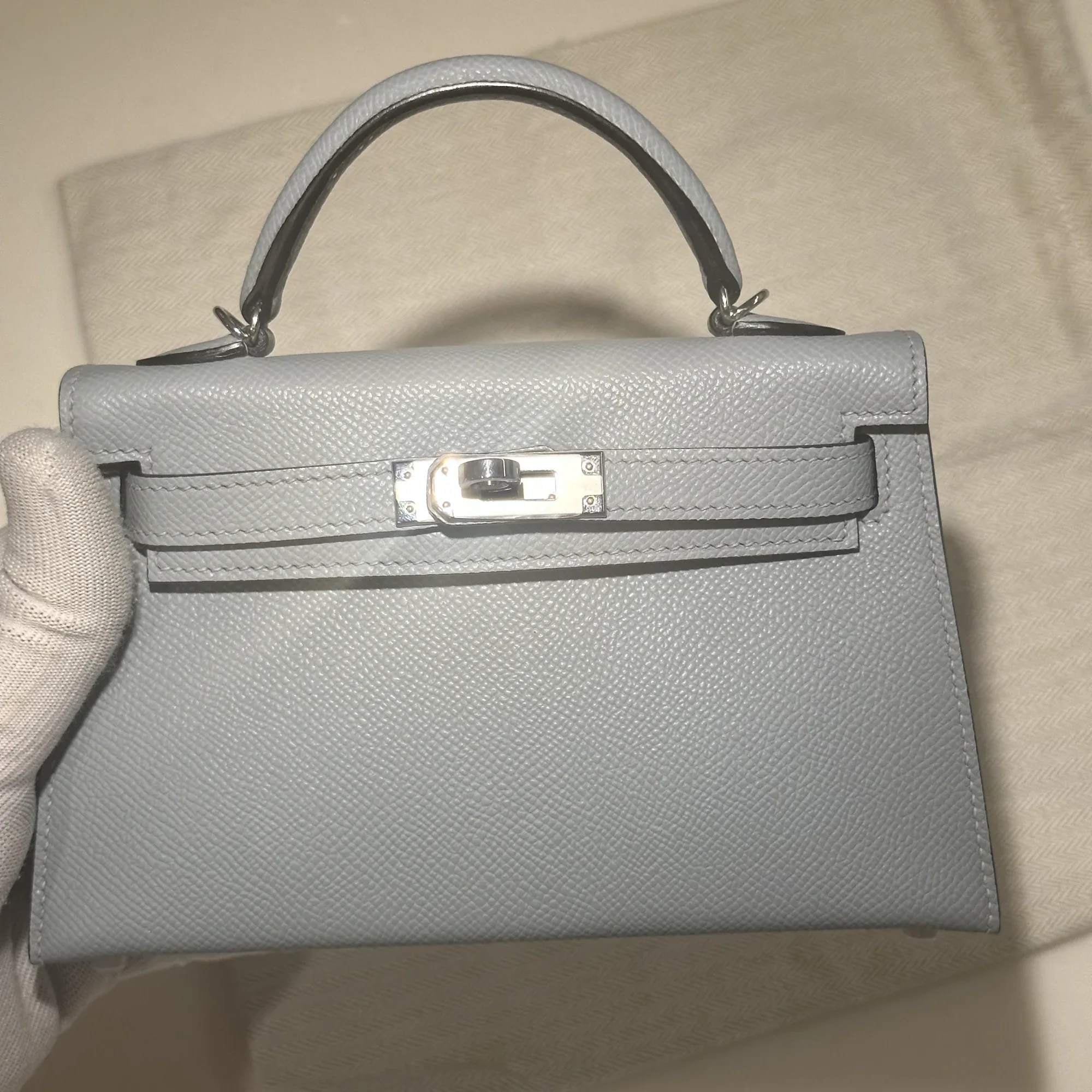 Hermes Mini Kelly 19 cm Epsom Leather Gris Misty Silver миниатюра 2