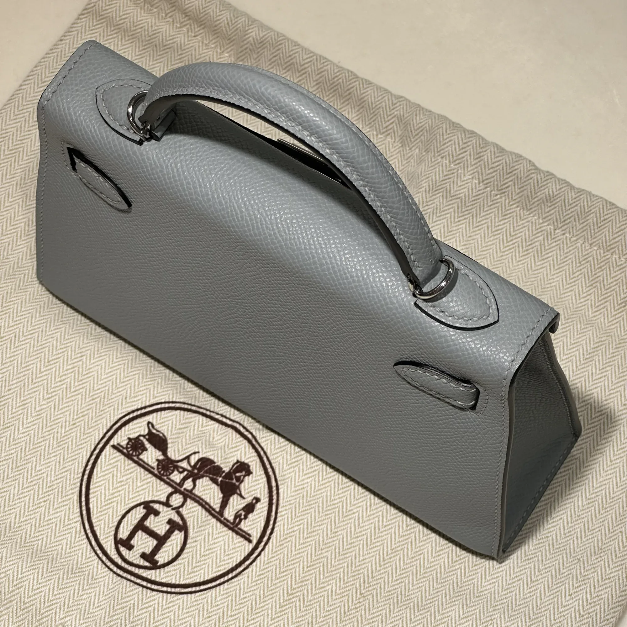 Hermes Mini Kelly 19 cm Epsom Leather Gris Misty Silver миниатюра 3