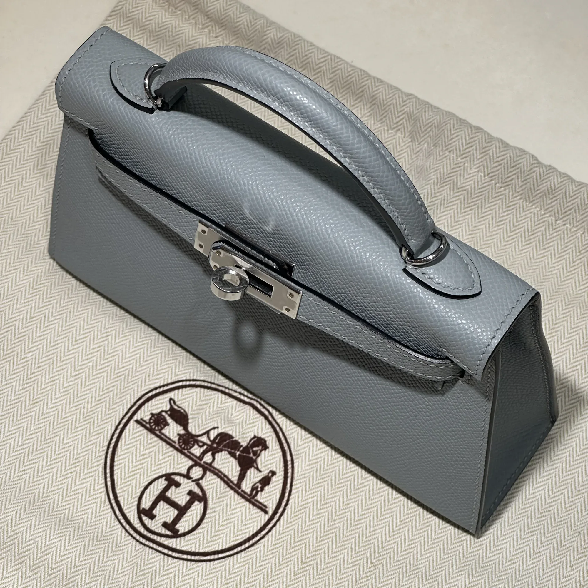 Hermes Mini Kelly 19 cm Epsom Leather Gris Misty Silver