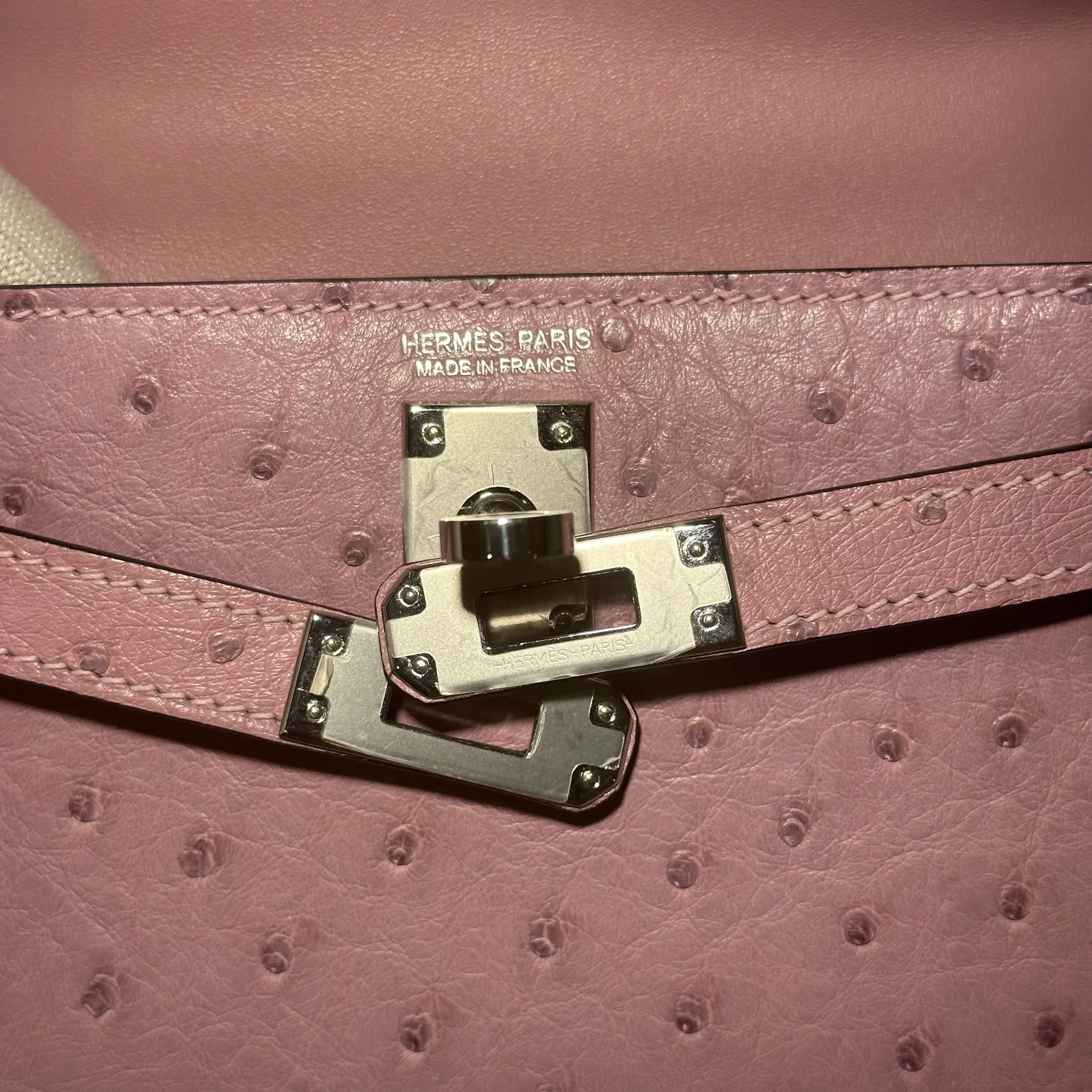 Hermes Mini Kelly 19 cm Ostrich Leather Rose Silver миниатюра 2