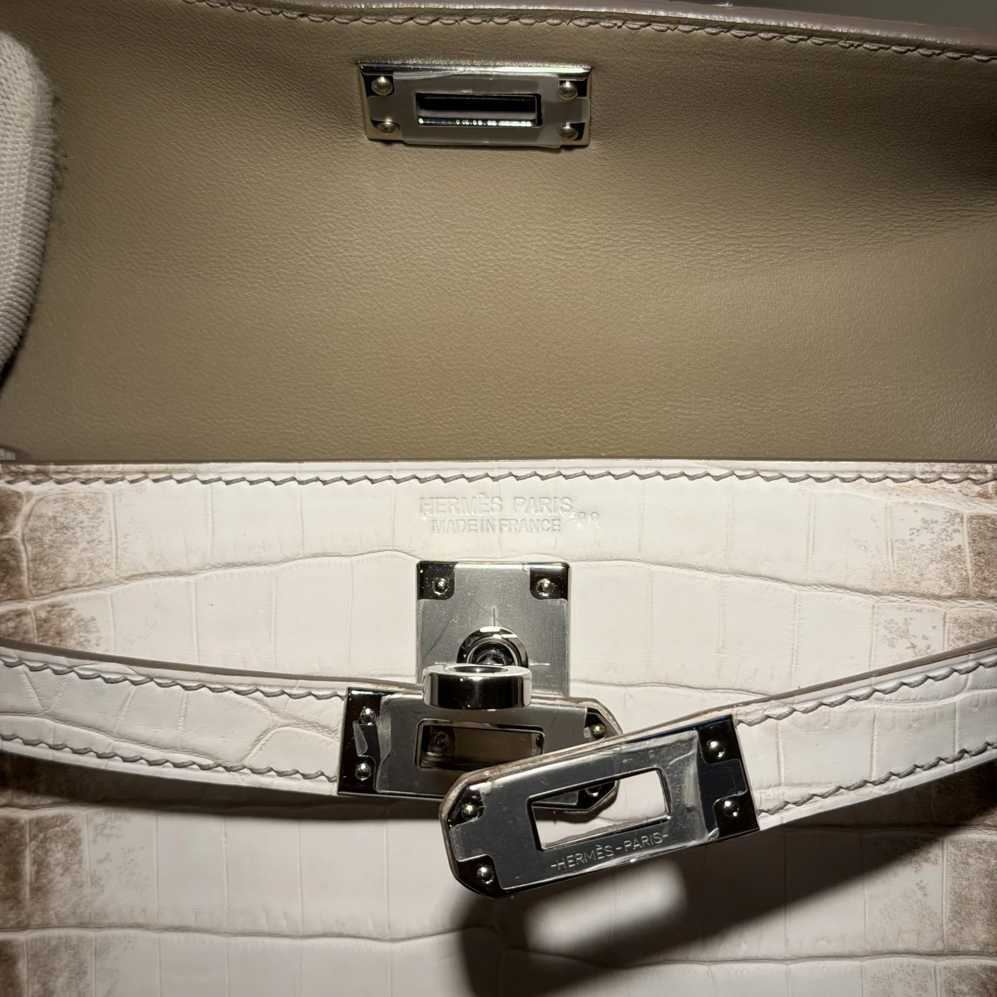 Hermes Mini Kelly 19 Himalaya Crocodile Leather PHW миниатюра 4