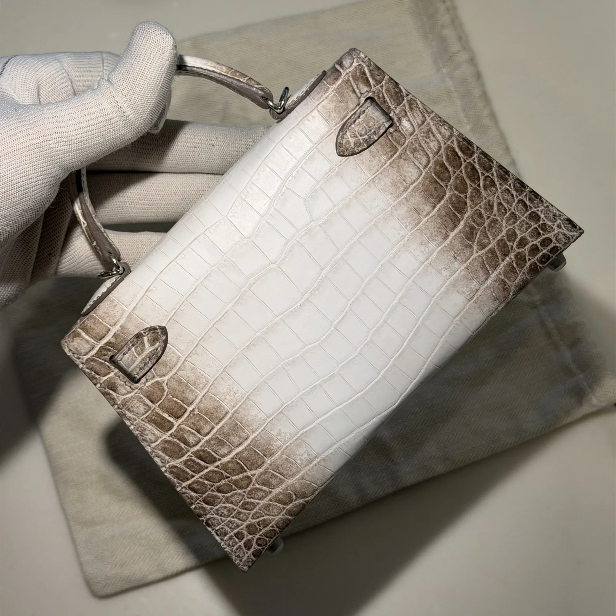 Hermes Mini Kelly 19 Himalaya Crocodile Leather PHW миниатюра 6