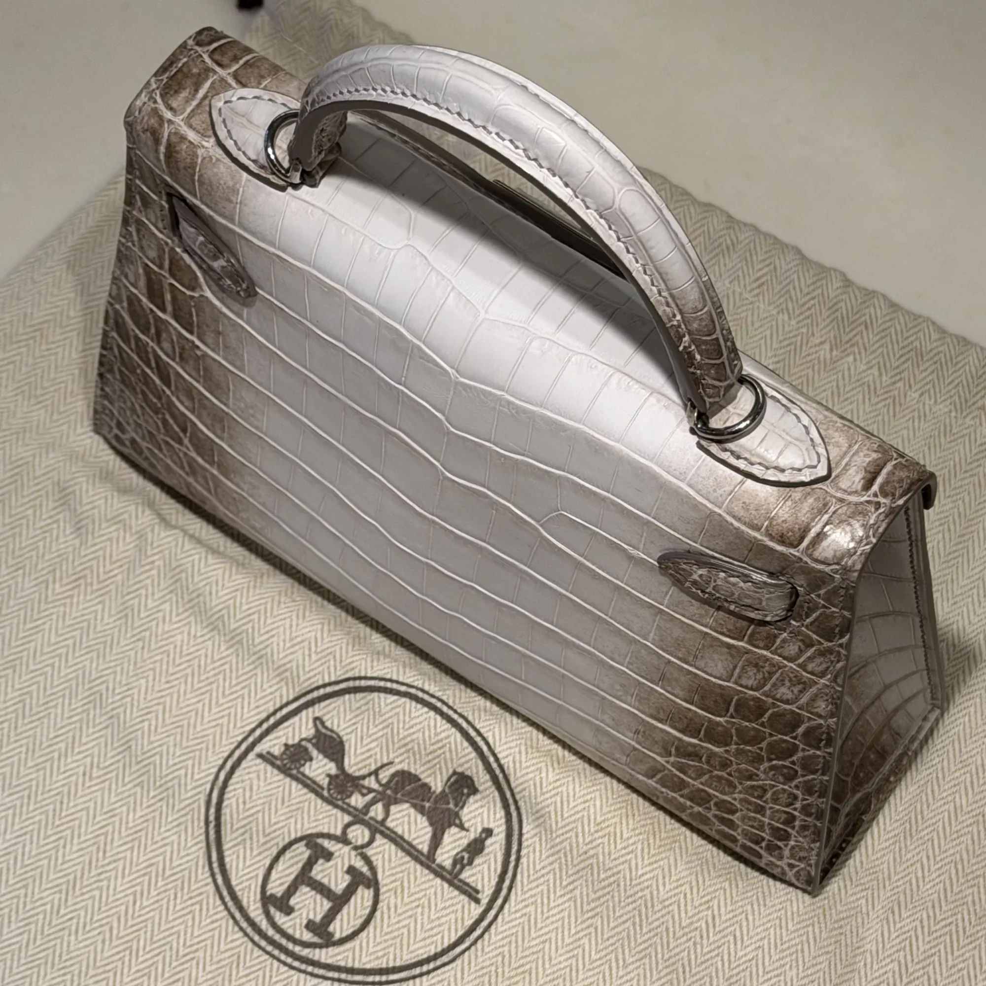Hermes Mini Kelly 19 Himalaya Crocodile Leather PHW миниатюра 2