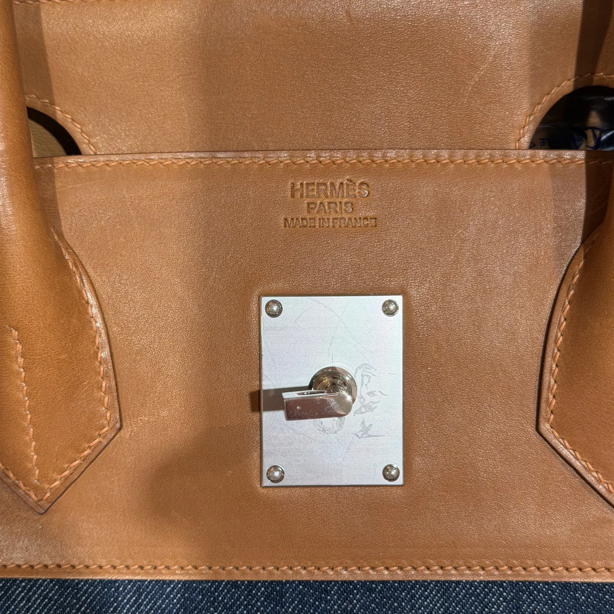 Hermes Shoulder Birkin 42 Denim Barenia Leather PHW миниатюра 4