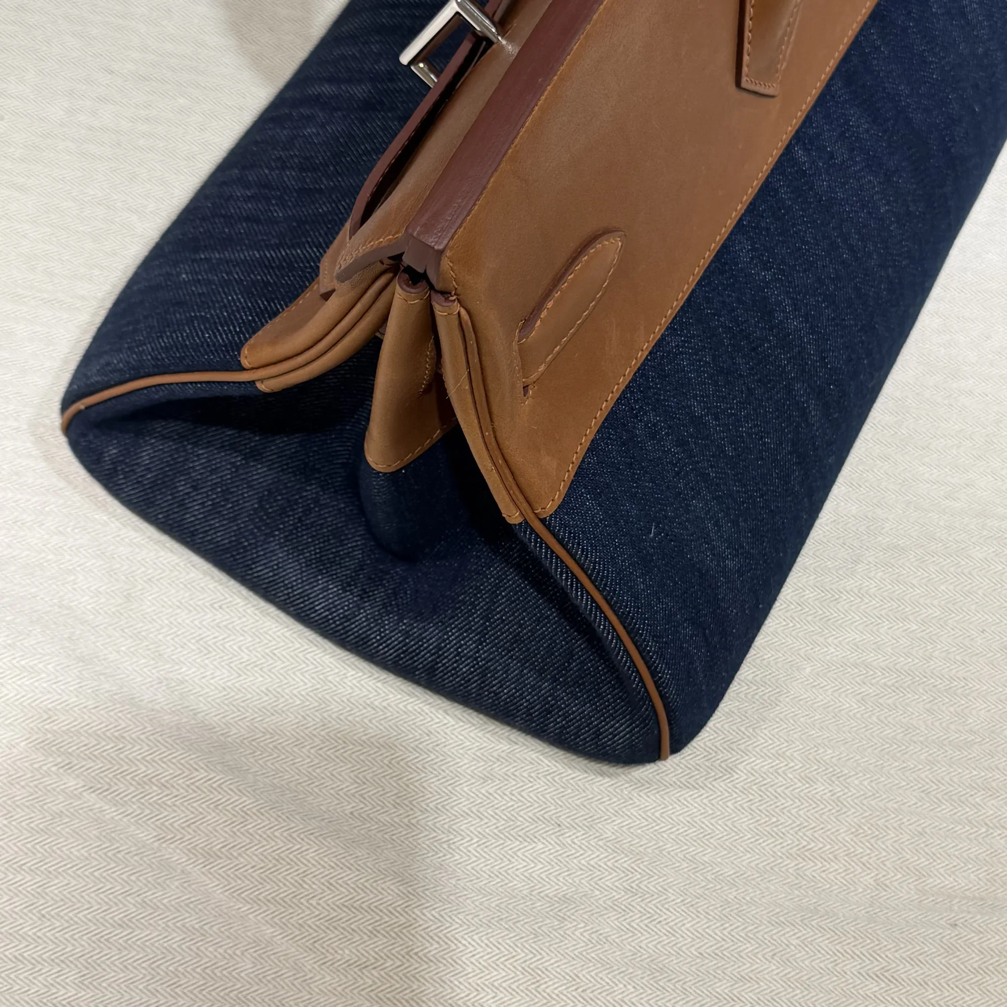 Hermes Shoulder Birkin 42 Denim Barenia Leather PHW миниатюра 7