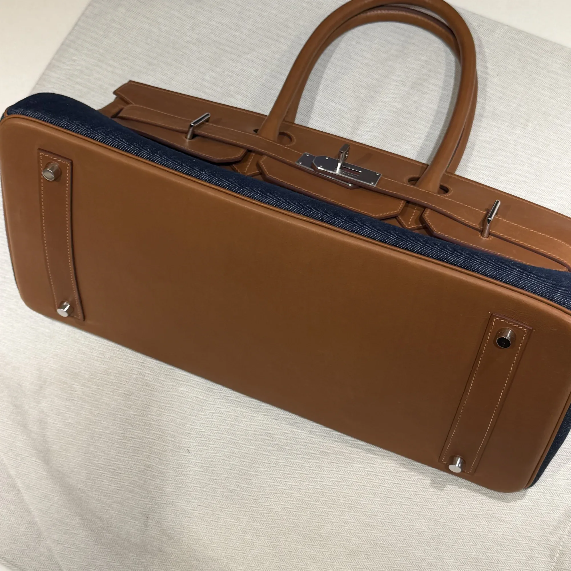 Hermes Shoulder Birkin 42 Denim Barenia Leather PHW миниатюра 8